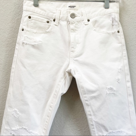 Moussy Vintage Velma Skinny Jeans White Distressed Size 25 - Picture 4 of 8